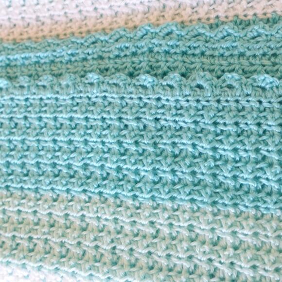 Dolphin Blues / Crochet Afghan Blanket / Soft Silky Yarn - Picture 8 of 15